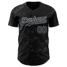 Load image into Gallery viewer, Custom Black Gray-Steel Gray 3D Pattern Design Abstract Splatter Texture Authentic Baseball Jersey