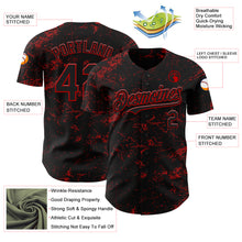 Load image into Gallery viewer, Custom Black Red 3D Pattern Design Abstract Splatter Texture Authentic Baseball Jersey