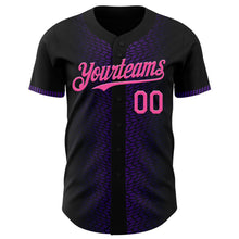 Load image into Gallery viewer, Custom Black Pink-Purple 3D Pattern Design Geometric Shapes Authentic Baseball Jersey