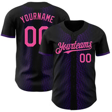 Load image into Gallery viewer, Custom Black Pink-Purple 3D Pattern Design Geometric Shapes Authentic Baseball Jersey