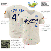 Load image into Gallery viewer, Custom Cream Navy-Thunder Blue 3D Pattern Design Confetti Authentic Baseball Jersey