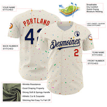 Load image into Gallery viewer, Custom Cream Navy-Red 3D Pattern Design Confetti Authentic Baseball Jersey