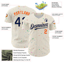 Load image into Gallery viewer, Custom Cream Navy-Orange 3D Pattern Design Confetti Authentic Baseball Jersey