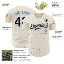 Load image into Gallery viewer, Custom Cream Navy-Electric Blue 3D Pattern Design Confetti Authentic Baseball Jersey