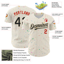 Load image into Gallery viewer, Custom Cream Black-Red 3D Pattern Design Confetti Authentic Baseball Jersey