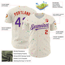Load image into Gallery viewer, Custom Cream Purple-Red 3D Pattern Design Confetti Authentic Baseball Jersey