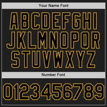 Load image into Gallery viewer, Custom Black Gold 3D Pattern Design Confetti Authentic Baseball Jersey