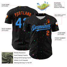 Load image into Gallery viewer, Custom Black Electric Blue-Orange 3D Pattern Design Confetti Authentic Baseball Jersey