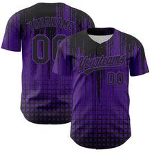 Load image into Gallery viewer, Custom Purple Black 3D Pattern Design Abstract Shape Authentic Baseball Jersey