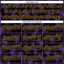 Load image into Gallery viewer, Custom Black Purple-Old Gold 3D Pattern Design Halftone Dots Authentic Baseball Jersey