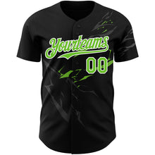 Load image into Gallery viewer, Custom Black Neon Green-White 3D Pattern Design Lightning Authentic Baseball Jersey