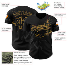 Load image into Gallery viewer, Custom Black Old Gold 3D Pattern Design Lightning Authentic Baseball Jersey