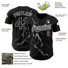 Load image into Gallery viewer, Custom Black Gray-White 3D Pattern Design Lightning Authentic Baseball Jersey