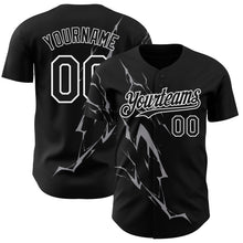 Load image into Gallery viewer, Custom Black Gray-White 3D Pattern Design Lightning Authentic Baseball Jersey
