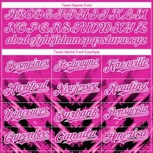 Load image into Gallery viewer, Custom Deep Pink Black-White 3D Pattern Design Abstract Arrow Authentic Baseball Jersey