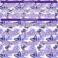 Load image into Gallery viewer, Custom White Purple 3D Pattern Design Animal Butterfly Authentic Baseball Jersey