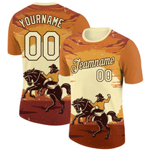 Load image into Gallery viewer, Custom Orange City Cream-Brown 3D Pattern Design Cowboy Rodeo Performance T-Shirt