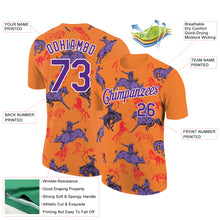 Load image into Gallery viewer, Custom Orange Purple-White 3D Pattern Design Cowboy Rodeo Performance T-Shirt