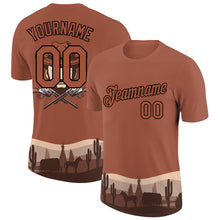 Load image into Gallery viewer, Custom Brown Black 3D Pattern Design Cowboy Rodeo Performance T-Shirt