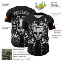 Load image into Gallery viewer, Custom Black White 3D Pattern Design Rave Skull Authentic Baseball Jersey