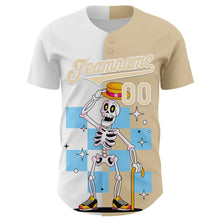Load image into Gallery viewer, Custom City Cream White 3D Pattern Design Rave Skeleton Authentic Baseball Jersey