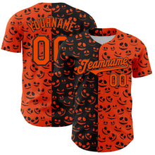 Load image into Gallery viewer, Custom Orange Black 3D Pattern Design Rave Halloween Pumpkin Authentic Baseball Jersey