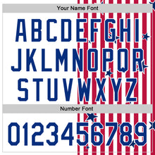 Load image into Gallery viewer, Custom White Royal Red-US Navy Blue 3D American Flag Stars Authentic Baseball Jersey