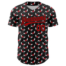 Load image into Gallery viewer, Custom Black Red 3D Pattern Design Gothic Style Devil Heart Authentic Baseball Jersey