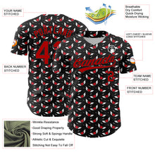 Load image into Gallery viewer, Custom Black Red 3D Pattern Design Gothic Style Devil Heart Authentic Baseball Jersey