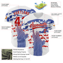 Load image into Gallery viewer, Custom White Red 3D American Flag And Statue of Liberty Authentic Baseball Jersey