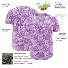 Load image into Gallery viewer, Custom Light Purple White 3D Pattern Design Tropical Anthurium Flower Authentic Baseball Jersey