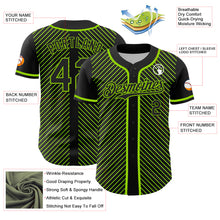 Load image into Gallery viewer, Custom Black Neon Green 3D Pattern Design Diagonal Stripes Authentic Baseball Jersey
