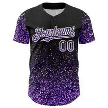 Load image into Gallery viewer, Custom Black Purple-White 3D Pattern Design Abstract Colorful Glittering Dot Authentic Baseball Jersey