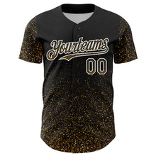 Load image into Gallery viewer, Custom Black Old Gold-White 3D Pattern Design Abstract Colorful Glittering Dot Authentic Baseball Jersey