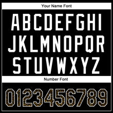 Load image into Gallery viewer, Custom Black Old Gold-White 3D Pattern Design Abstract Colorful Glittering Dot Authentic Baseball Jersey