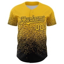 Load image into Gallery viewer, Custom Yellow Black 3D Pattern Design Gradient Style Irregular Shape Authentic Baseball Jersey
