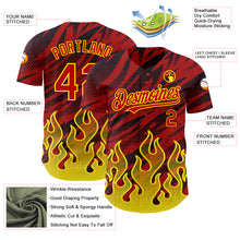 Load image into Gallery viewer, Custom Red Black-Light Yellow 3D Pattern Design Flame Authentic Baseball Jersey
