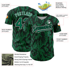 Load image into Gallery viewer, Custom Kelly Green Black-White 3D Pattern Design Abstract Fluid Authentic Baseball Jersey