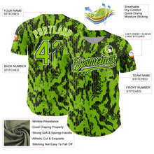 Load image into Gallery viewer, Custom Neon Green Black-White 3D Pattern Design Abstract Fluid Authentic Baseball Jersey