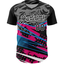 Load image into Gallery viewer, Custom Black Pink-White 3D Pattern Design Splatter Art Authentic Baseball Jersey