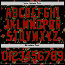 Load image into Gallery viewer, Custom Black Red-Green 3D Pattern Design Gothic Style Rose Authentic Baseball Jersey