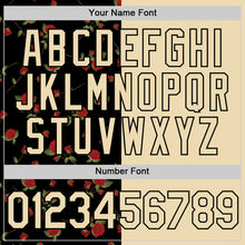 Load image into Gallery viewer, Custom Black Cream 3D Pattern Design Gothic Style Rose Authentic Baseball Jersey