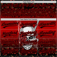 Load image into Gallery viewer, Custom Black Red 3D Pattern Design Gothic Style Skull With Rose And Gun Authentic Baseball Jersey