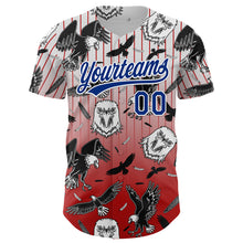 Load image into Gallery viewer, Custom Red Royal-White 3D Pattern Design American Eagle Authentic Baseball Jersey