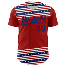 Load image into Gallery viewer, Custom Red US Navy Blue 3D American Flag And Star Authentic Baseball Jersey