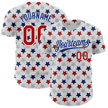 Load image into Gallery viewer, Custom White Red-Royal 3D Pattern Design Star Authentic Baseball Jersey
