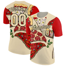 Load image into Gallery viewer, Custom City Cream Black 3D Pattern Design Food Pizza Performance T-Shirt