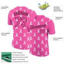Load image into Gallery viewer, Custom Pink Black 3D Pink Ribbon Breast Cancer Performance T-Shirt