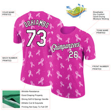 Load image into Gallery viewer, Custom Deep Pink White-Black 3D Pink Ribbon Breast Cancer Performance T-Shirt