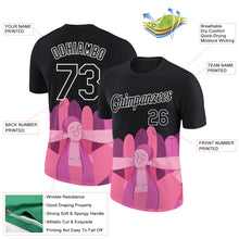 Load image into Gallery viewer, Custom Black Pink-White 3D Pink Ribbon Breast Cancer Performance T-Shirt